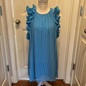 Blue Ruffled Sleeveless Dress